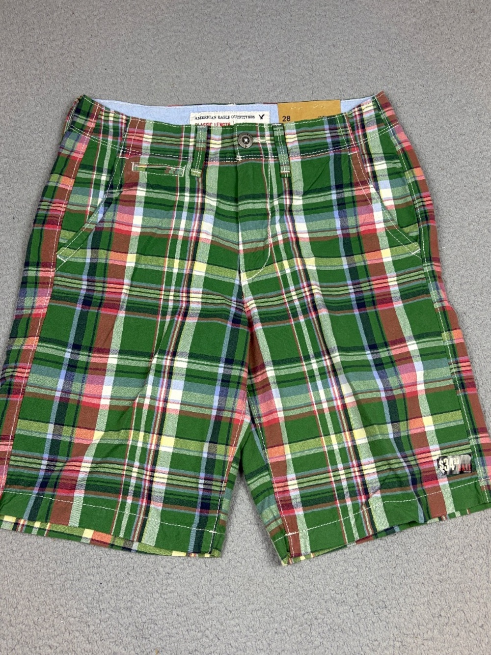 NWT American Eagle Shorts Mens Size 29 Plaid 10" Inseams Cotton Preppy